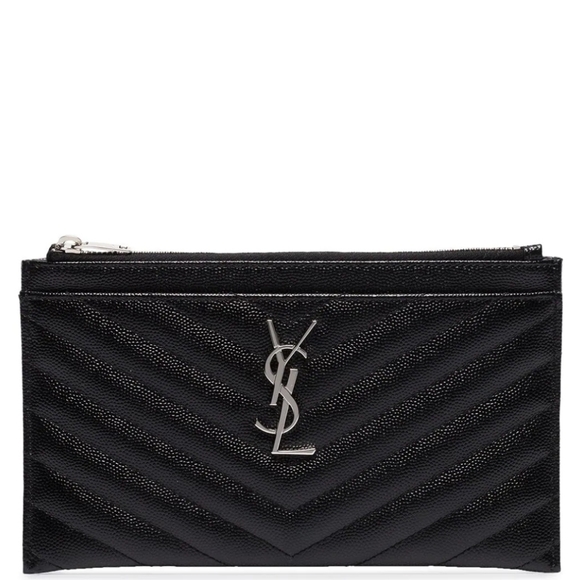 BRAND NEW! YSL CASSANDRE SAINT LAURENT MATELASSÉ ZIPPED POUCH IN GRAIN DE POUDRE - Picture 3 of 16